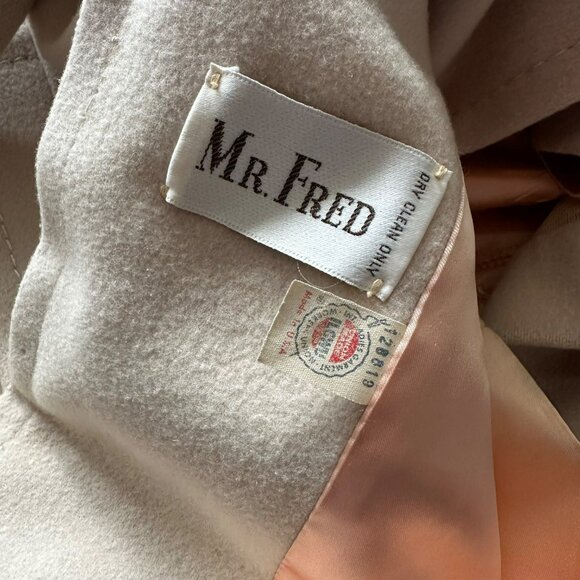 Vintage Mr. Fred Ivory Wool Blend Double-Breasted Coat With Faux Fur Collar Belt - Picture 5 of 9